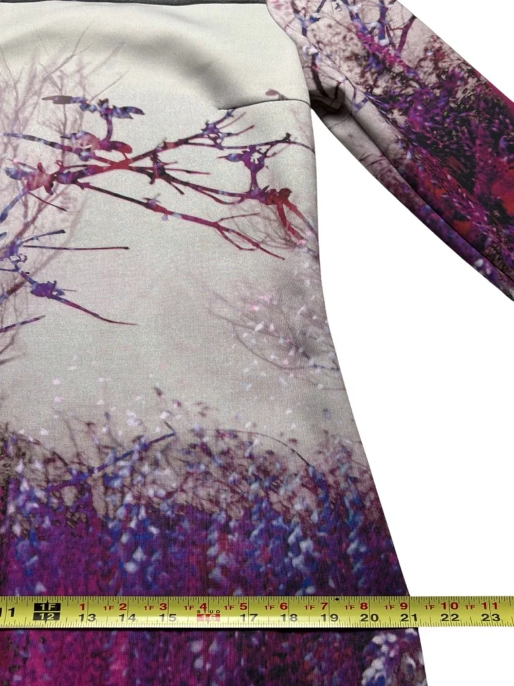 Sfizio Italy Digital Print Forest Front Shift Dress Gray Pink • US 8 - Picture 9 of 14
